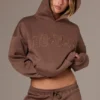 Embroidered Oversized Hoodie in Cocoa