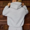 Embroidered Oversized Hoodie in Grey Marl