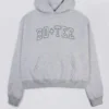 Embroidered Oversized Hoodie in Grey Marl