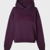 Embroidered Oversized Hoodie in Plum