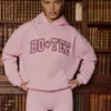 Embroidered Oversized Hoodie in Powder Pink
