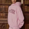 Embroidered Oversized Hoodie in Powder Pink