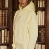 Embroidered Oversized Hoodie in Soft Yellow