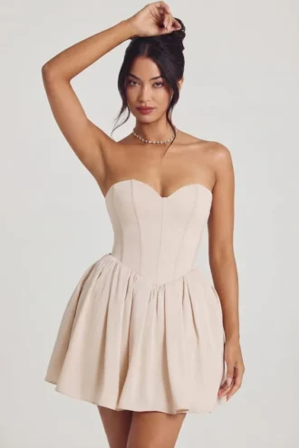 Emeline Corset Tulle Mini Dress in Ivory