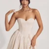 Emeline Corset Tulle Mini Dress in Ivory