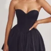 Emeline Corset Tulle Mini Dress in Jet Black