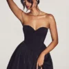 Emeline Corset Tulle Mini Dress in Jet Black