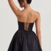 Emeline Corset Tulle Mini Dress in Jet Black