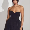 Emeline Corset Tulle Mini Dress in Jet Black