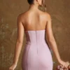 Emira Lace Up Corset Bandeau Micro Mini Dress in Mauve