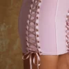 Emira Lace Up Corset Bandeau Micro Mini Dress in Mauve