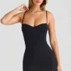 Emmy Modal Sweetheart-Neck A-Line Mini Dress in Black