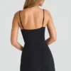Emmy Modal Sweetheart-Neck A-Line Mini Dress in Black