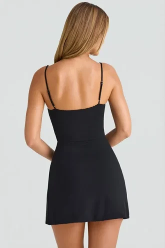 Emmy Modal Sweetheart-Neck A-Line Mini Dress in Black