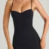 Emmy Modal Sweetheart-Neck A-Line Mini Dress in Black