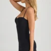 Emmy Modal Sweetheart-Neck A-Line Mini Dress in Black