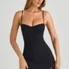 Emmy Modal Sweetheart-Neck A-Line Mini Dress in Black