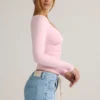 Emry Modal Ruched Long-Sleeve Top in Baby Pink