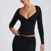 Emry Modal Ruched Long-Sleeve Top in Black