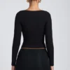Emry Modal Ruched Long-Sleeve Top in Black