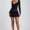 Emry Modal Ruched Long-Sleeve Top in Black
