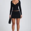 Emry Modal Ruched Long-Sleeve Top in Black
