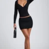 Emry Modal Ruched Long-Sleeve Top in Black