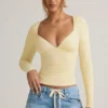 Emry Modal Ruched Long-Sleeve Top in Buttercream Yellow