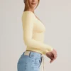 Emry Modal Ruched Long-Sleeve Top in Buttercream Yellow