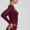 Emry Modal Ruched Long-Sleeve Top in Plum