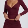 Emry Modal Ruched Long-Sleeve Top in Plum