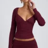 Emry Modal Ruched Long-Sleeve Top in Plum