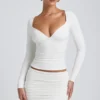 Cali Modal Ruched Mid-Rise Mini Skirt in White