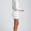 Cali Modal Ruched Mid-Rise Mini Skirt in White