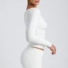 Emry Modal Ruched Long-Sleeve Top in White
