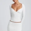 Emry Modal Ruched Long-Sleeve Top in White