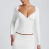 Cali Modal Ruched Mid-Rise Mini Skirt in White