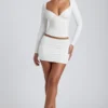 Cali Modal Ruched Mid-Rise Mini Skirt in White
