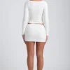 Cali Modal Ruched Mid-Rise Mini Skirt in White