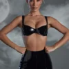 Enchant Me Vinyl Curved Cup Bra in Black
