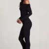 Erisen Modal Off-Shoulder Long-Sleeve Jumpsuit in Black