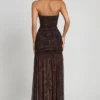 Ersilia Embellished Bandeau Gathered Maxi Dress in Snake Hotfix