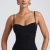 Esme Modal Ruched Layered Tank Top in Black