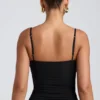 Esme Modal Ruched Layered Tank Top in Black