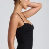 Esme Modal Ruched Layered Tank Top in Black