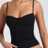Esme Modal Ruched Layered Tank Top in Black