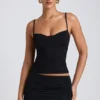 Esme Modal Ruched Layered Tank Top in Black