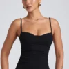 Esme Modal Ruched Layered Tank Top in Black