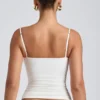 Esme Modal Ruched Layered Tank Top in White