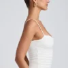 Esme Modal Ruched Layered Tank Top in White